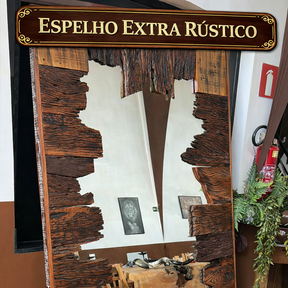 Espelho Extra Rústico – Madeira Maciça Artesanal