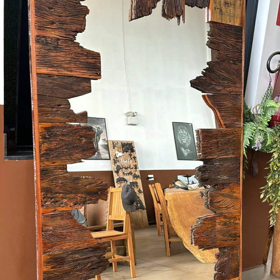 Espelho Extra Rústico – Madeira Maciça Artesanal