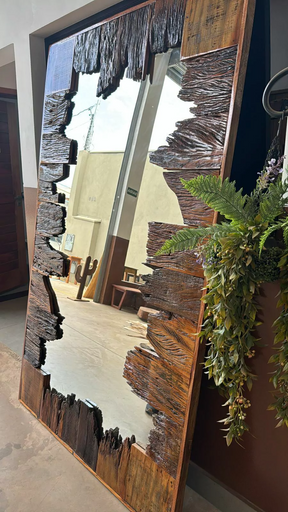 Espelho Extra Rústico – Madeira Maciça Artesanal